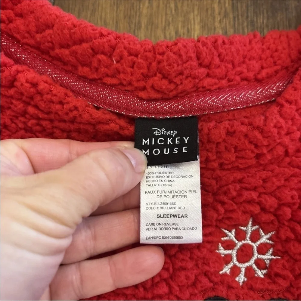 Disney MICKEY MOUSE Christmas Pajama Top OH WHAT FUN! Red Sherpa WOMENS Lg 12-14 - Picture 5 of 9